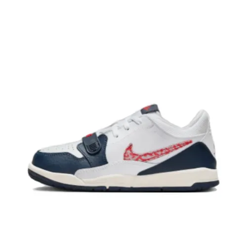 Джордан Legacy 312 Детская баскетбольная обувь Низкий топ Белый Синий Школьный возраст