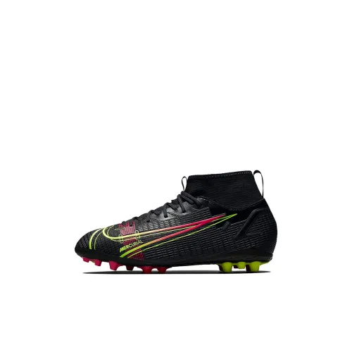 Nike Mercurial Superfly 8 Покрытие MID Топ Детские футбольные бутсы Черный и оранжевый Детский