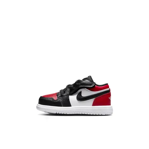 Jordan Air Jordan 1 Low Топ Винтажные баскетбольные кроссовки Bred Toe для малышей и детей младшего возраста
