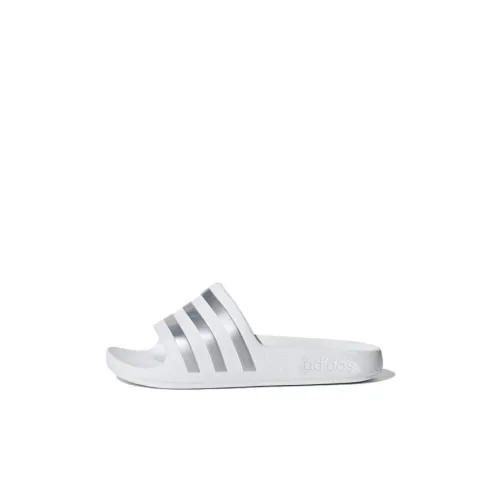 adidas Adilette Aqua Low Топ Детские Домашние Тапочки Серебристо-Белый Детский