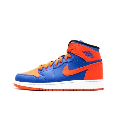 Jordan Air Jordan 1 Ретро High Knicks High Топ Детские Баскетбольные Кроссовки Красный Синий Подростки