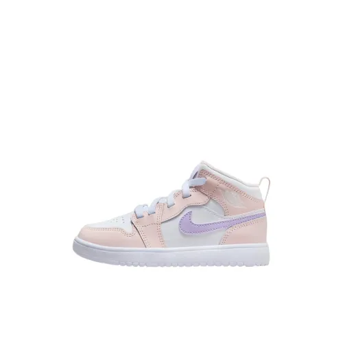 Jordan Air Jordan 1 Детские баскетбольные кроссовки MID Топ Розово-белый Фиолетовый Пре-школа