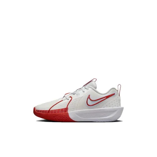 Nike Slip-Resistant Shock Absorbers Низкие Баскетбольные Кроссовки Белый Красный Детские