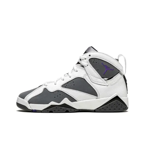 Jordan Air JORDAN 7 Устойчивые к истиранию Высокие Детские Баскетбольные Кроссовки Серый Белый Выпуск 2021 года Подростки