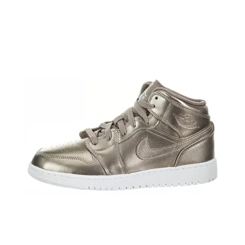 Jordan Air Jordan 1 MID SE MID Топ Детские Баскетбольные Кроссовки Розовое Золото