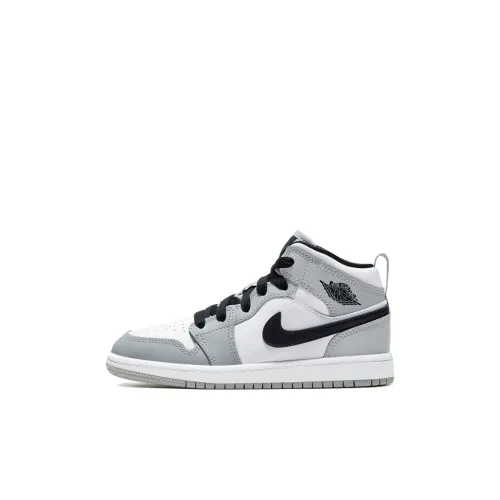Jordan Air Jordan 1 MID Топ Винтажные баскетбольные кроссовки Дымчато-серый для детей 3-7 лет