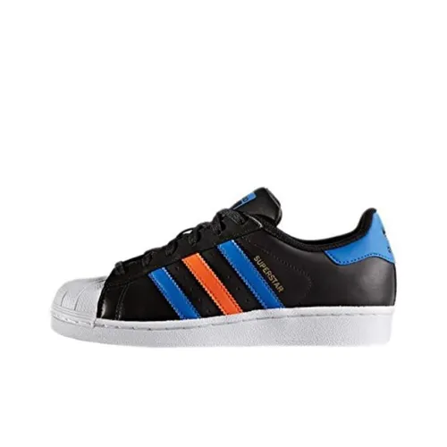 Adidas Originals Superstar J Low Топ Детский Скейтбординг Черный Синий Оранжевый Подростки
