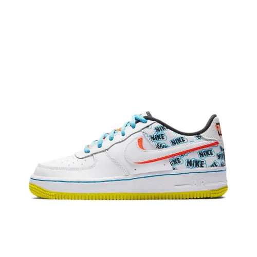 Nike Air FORCE 1 'Hyper Малиновый' Устойчивый к истиранию Низкий Топ Детские Скейтбординги Белый Желтый