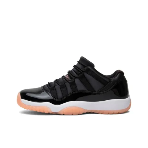Jordan Air Jordan 11 Ретро Low Отбеленный Коралловый Slip-resistant Низкий Топ Детские Баскетбольные Кроссовки Черный Розовый