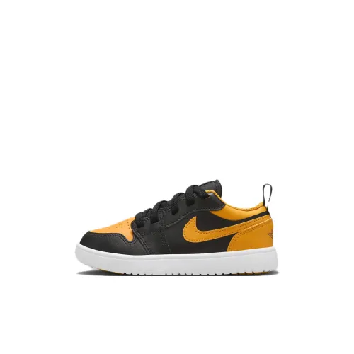 Jordan Air Jordan 1 Детские баскетбольные кроссовки Low Топ Черный Желтый Для дошкольников