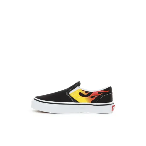 Vans Slip On Series Low Топ Детские Скейтбординги Пламя Черный Children Возраст 3-7 лет