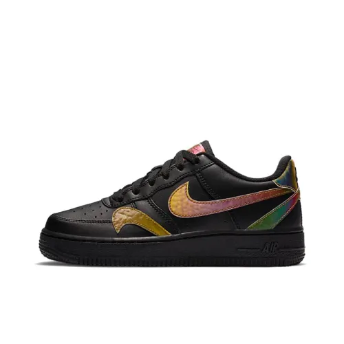 Nike Air FORCE 1 LV8 2 Противоскользящий устойчивый к истиранию низкий топ для детей для скейтбординга черный для подростков