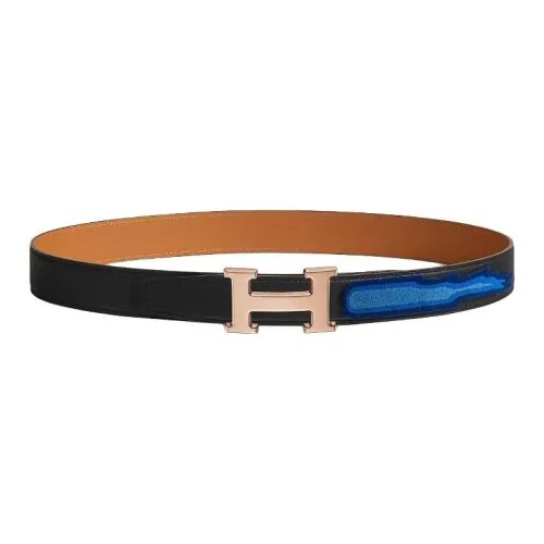 HERMES Розовое золото с покрытием кожа ремни женский черный ширина 3,2 см