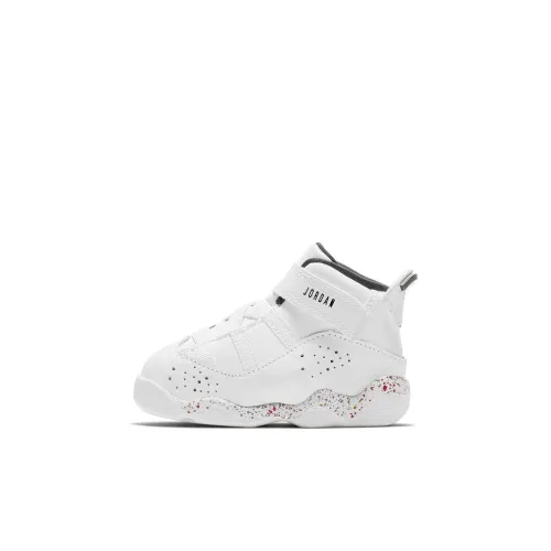Jordan Air Jordan 6 Кольца 'Confetti' TD Высокие Топы Повседневная Обувь Белая Для Малышей и Детей
