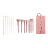 6-штучный набор щеток для теней + 12 матовых розово-золотых оттенков + розовая сумочка для щеток