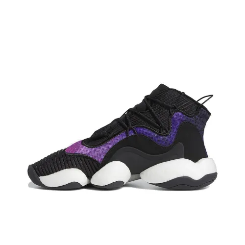 Adidas Originals Crazy BYW J Амортизация Высокие Баскетбольные Кроссовки Фиолетовый Змеиный Принт Подростки