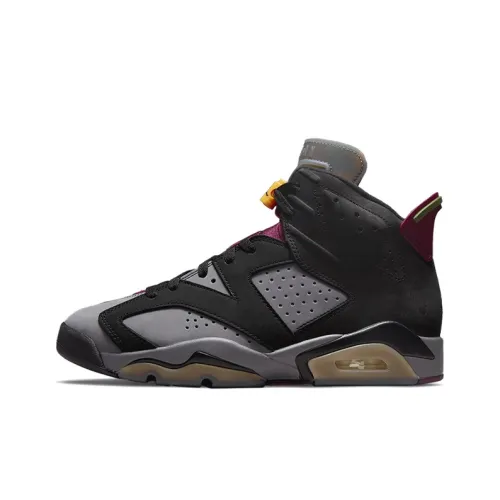Jordan Air Jordan 6 Bordeaux Дышащий И Износостойкий MID Детские Баскетбольные Кроссовки Серый Черный