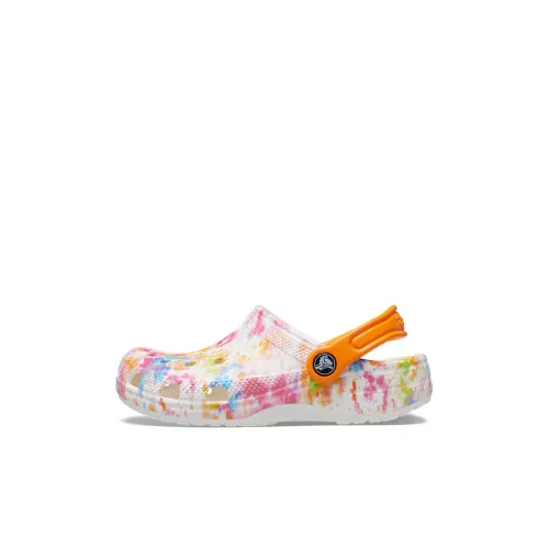Crocs Классический Tye Dye Graphic Clog Детский Clog Сандалии Белый Многоцветный Детский