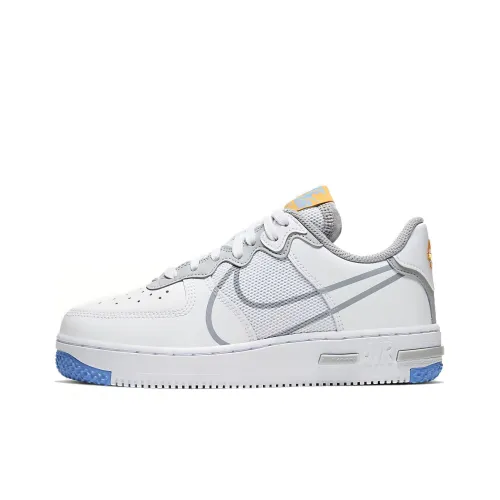 Nike Air FORCE 1 React Low Топ Детские Скейтбординги Белый Синий