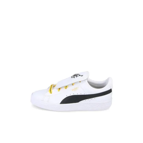 PUMA Basket Series Tongue Ps Low Топ Детские Скейтбординги Белый Черный Children Возраст 3-7 Лет