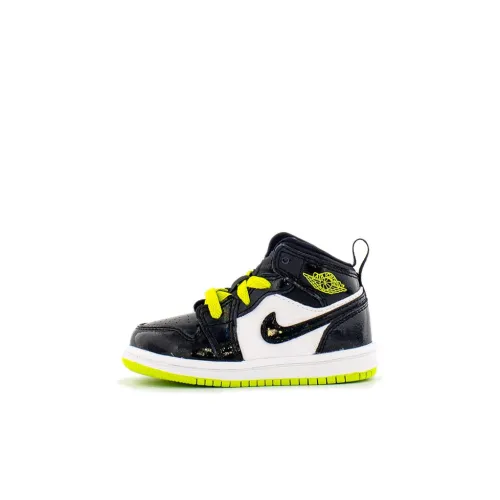 Jordan Air Jordan 1 Амортизаторы Slip-resistant MID Топ Обувь для малышей Черный Желтый Infant и Toddler