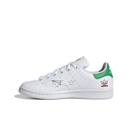 Adidas Originals Stan Smith J Устойчивые к истиранию низкие скейтбордические кроссовки Белый Зеленый Подростки