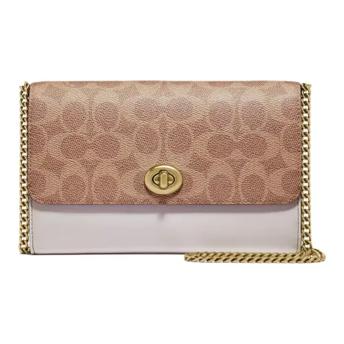 COACH Marlow Покрытый холст Сумка через плечо сумка Обычная Женская Коричневый Мел Белый