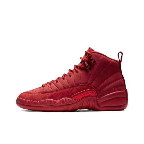 Jordan Air Джордан 12 Фитнес-красный Нижняя юбка Резистентные амортизаторы Высокий топ Детские баскетбольные кроссовки Красный