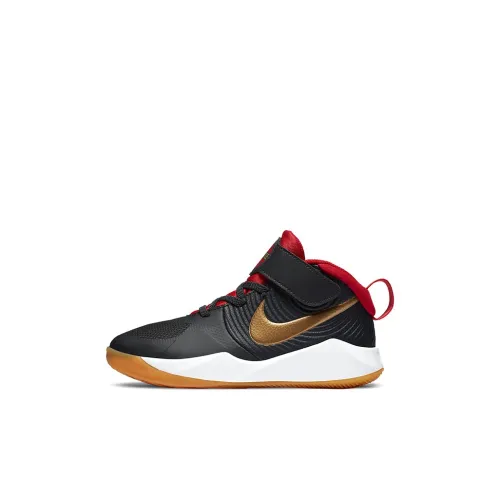 Nike Team Hustle D 9 MID Топ Баскетбольные кроссовки Черный золотой красный для детей 3-7 лет