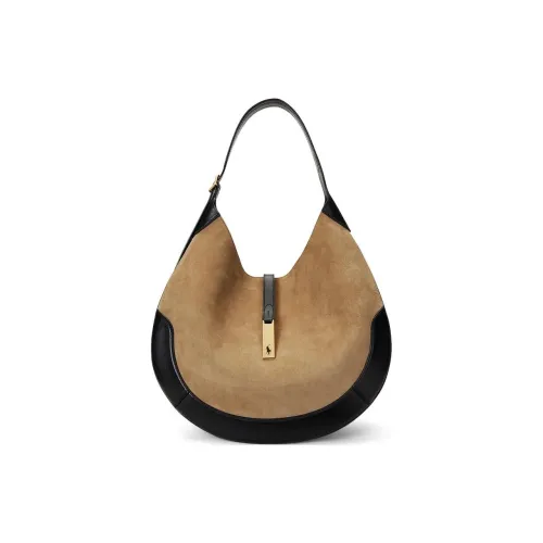 Polo Ralph Lauren Polo ID Коровья кожа Сумка через плечо Большая Женская Светло-коричневая Желтая и Черная