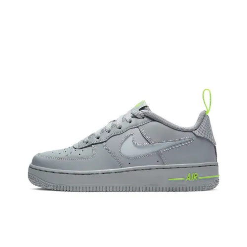 Nike Air FORCE 1 Устойчивый к истиранию Низкий Топ Детские Скейтбординги Серый Зеленый