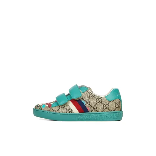 GUCCI Ace GG Supreme Low Топ Детские Скейтбординги Морской синий Children Возраст 3-7 лет