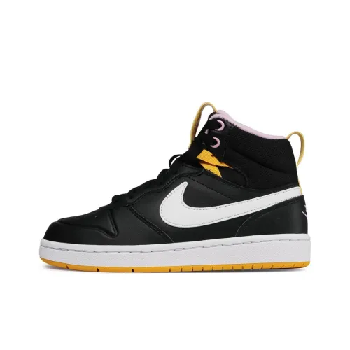 Nike Court Borough MID 2 Противоскользящий Амортизация Устойчивый к износу MID Топ Детские Скейтбординги Черный Желтый