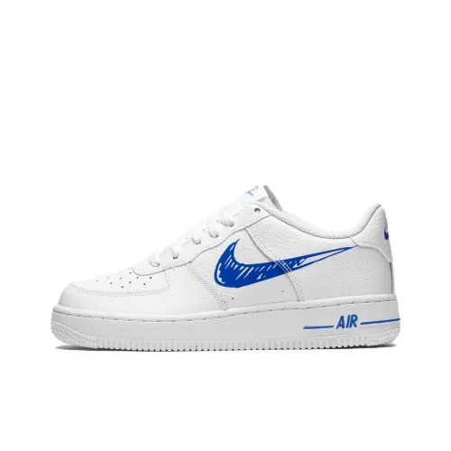 Nike Air FORCE 1 Удобный и Универсальный Устойчивый к Износу Низкий Топ для Детей Скейтбординг Белый Синий