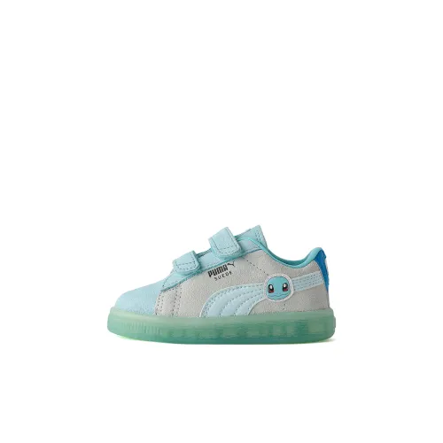 Pokémon X PUMA Suede Series AC 'Zenigame' Низкие Кроссовки для скейтбординга Сине-зеленый Infant и Toddler