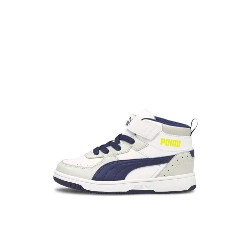 PUMA REBOUND Series Joy High Top Детские Скейтбординги Белый Синий Желтый Дети 3-7 лет