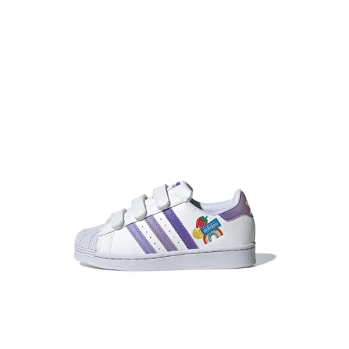Adidas Originals SUPERSTAR CF Low Топ Детские Скейтбординги Белый Фиолетовый Дети Возраст 3-7 Лет