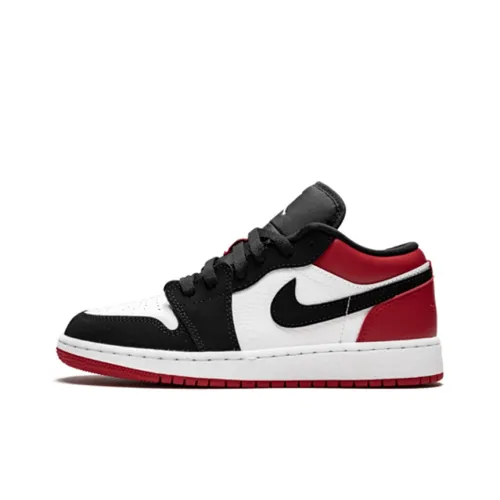 Jordan Air Jordan 1 Low Устойчивый к истиранию Низкий Топ Детские Баскетбольные Кроссовки Черный Белый Красный