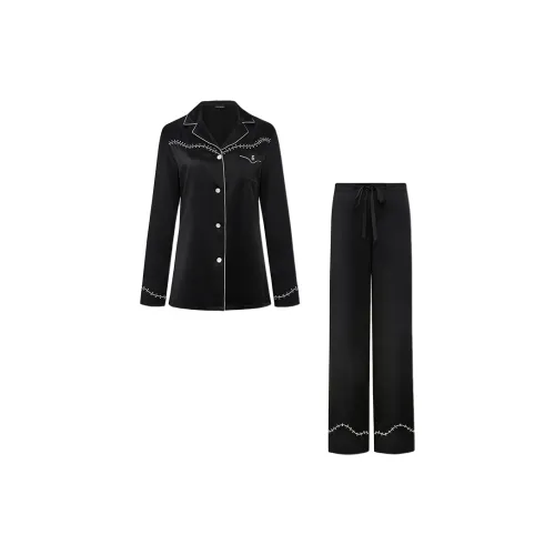 SILKY MIRACLE FW24 Пижамный комплект Женские Искрящийся Черный Набор одежды