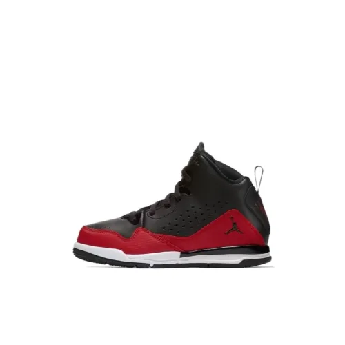 Jordan Flight SC 3 Slip-Resistant MID Топ Детские Баскетбольные Кроссовки Черный Красный Для Детей Возрастом 3-7 Лет