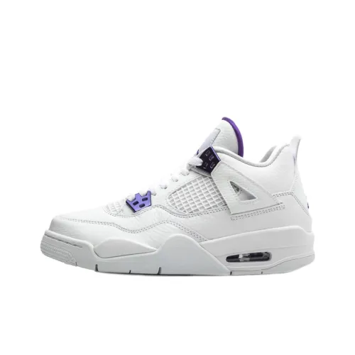 Jordan Air Джордан 4 Ретро Фиолетовый Металлик Противоскользящий Амортизация Устойчивый к Износу MID Топ