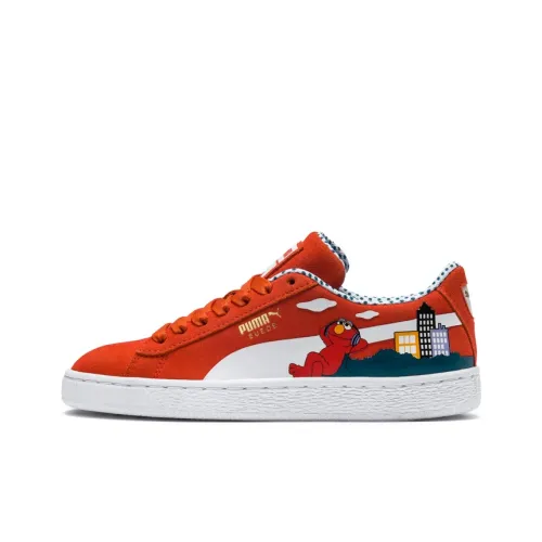 PUMA Suede Sesame Street 50 Low Top Детские Скейтбординги Оранжевый Белый Подростки