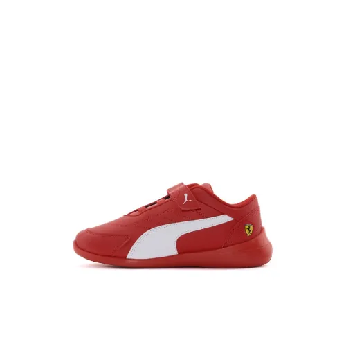 PUMA Scuderia Ferrari Kart Cat III Low Топ Детские беговые кроссовки Красно-белый для детей 3-7 лет