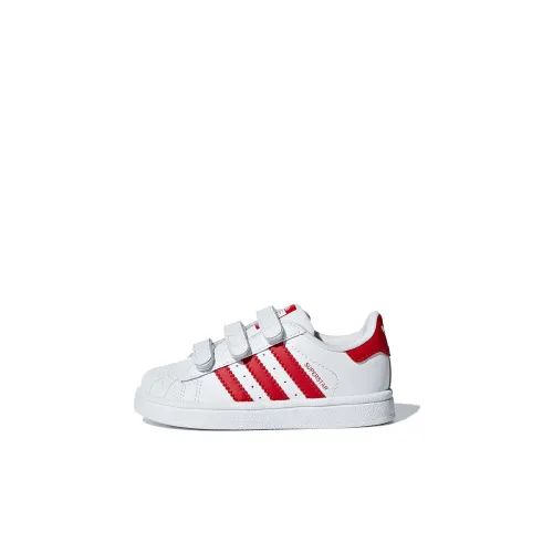 Adidas Originals SUPERSTAR CF противоскользящие низкие топы обувь для малышей белый красный для малышей