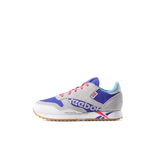 Reebok Classic Leather Low Топ Детские беговые кроссовки Серо-фиолетовый для детей 3-7 лет
