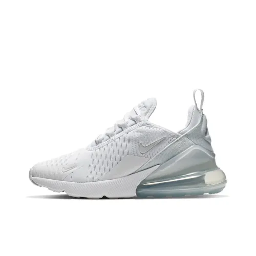 Nike Air Max 270 Амортизация Поддержка Низкий Топ Детская Беговая Обувь Серебристо-Белый