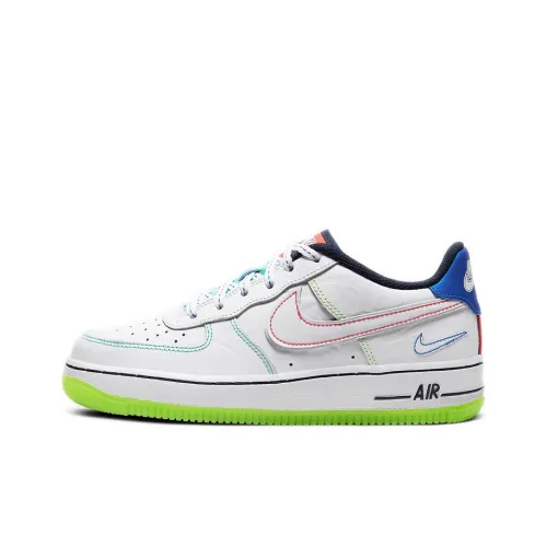 Nike Air Force 1 Outside the Lines Устойчивый к истиранию Низкий Топ Детские Скейтбординги Белый Зеленый