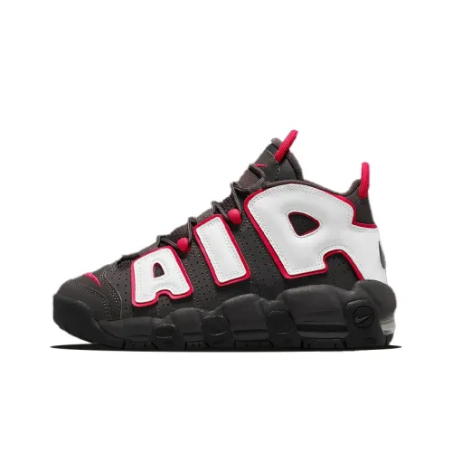 Nike Air More Uptempo 'Коричневый Быки' Устойчивый к истиранию MID Топ Детские Баскетбольные кроссовки Серый Белый Красный