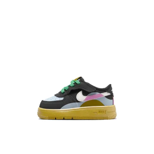 Nike Air FORCE 1 LV8 2 EasyOn Устойчивый к истиранию Дышащий Низкий Топ Обувь для малышей Черный Коричневый Для малышей и малышей