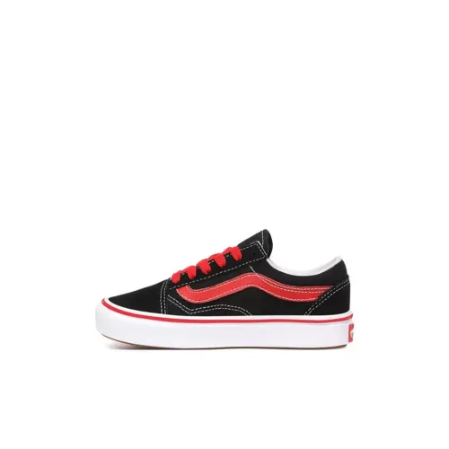 Vans Old Skool Low Топ Детские Скейтбординги Черно-красный для детей 3-7 лет